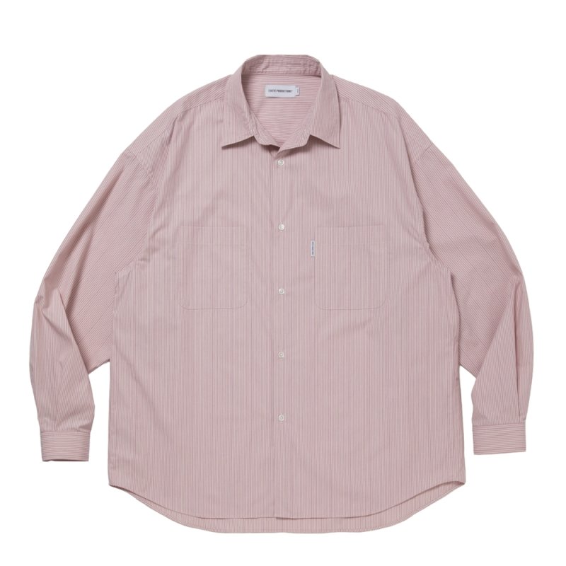 画像1: COOTIE PRODUCTIONS/Stripe Broad L/S Shirt（Pink）［ストライプブロードシャツ-26春夏］