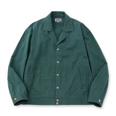 画像1: CALEE/SLUB SATIN OPEN COLLAR JACKET（GREEN）［スラブサテンオープンカラーJKT-26春夏］ (1)