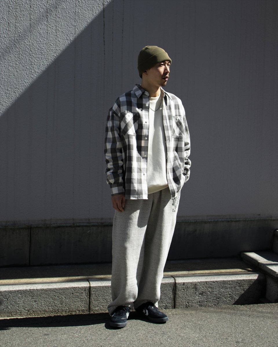 画像7: CALEE/VINTAGE TYPE BLOCK CHECK SH（BLACK/WHITE）［ブロックチェックシャツ-26春夏］ (7)