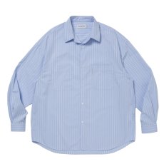 画像1: COOTIE PRODUCTIONS/Stripe Broad L/S Shirt（Saxe）［ストライプブロードシャツ-26春夏］ (1)