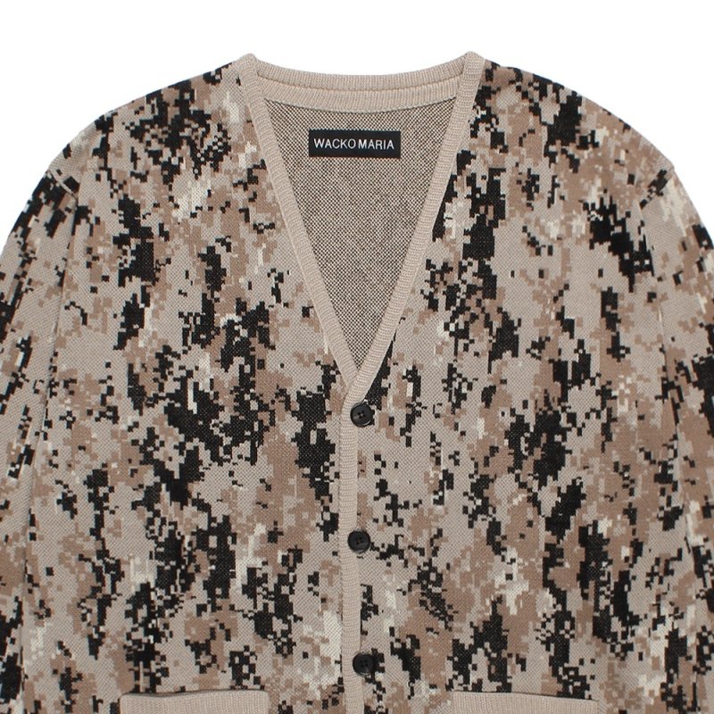 画像2: WACKO MARIA/DIGITAL CAMO JACQUARD KNIT CARDIGAN（BEIGE）［デジタルカモジャガードニットカーディガン-26春夏］