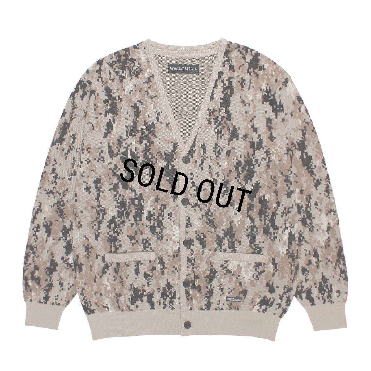 画像1: WACKO MARIA/DIGITAL CAMO JACQUARD KNIT CARDIGAN（BEIGE）［デジタルカモジャガードニットカーディガン-26春夏］ (1)