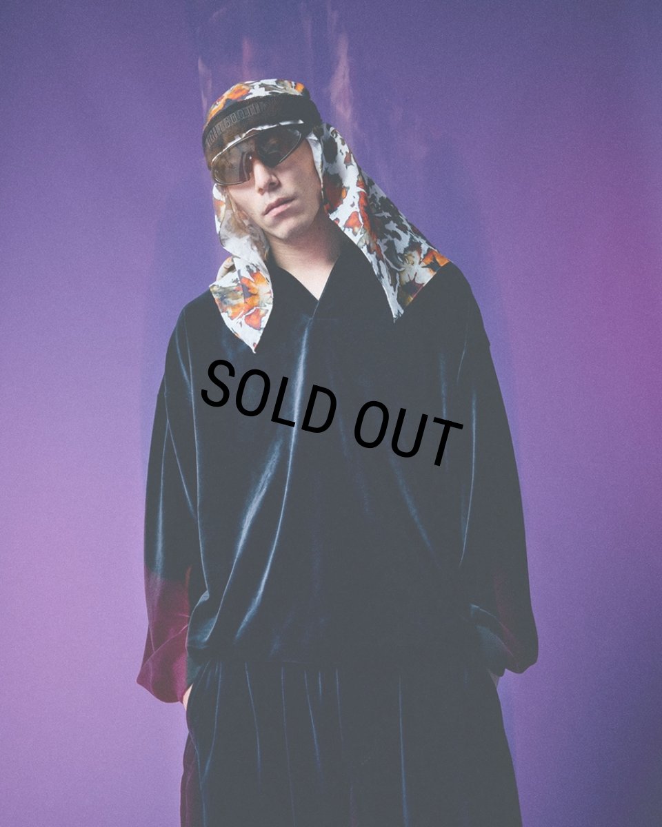 画像2: TIGHTBOOTH/SKIPPER VELOUR L/S SHIRT（Black）［スキッパーベロアシャツ-26春夏］ (2)