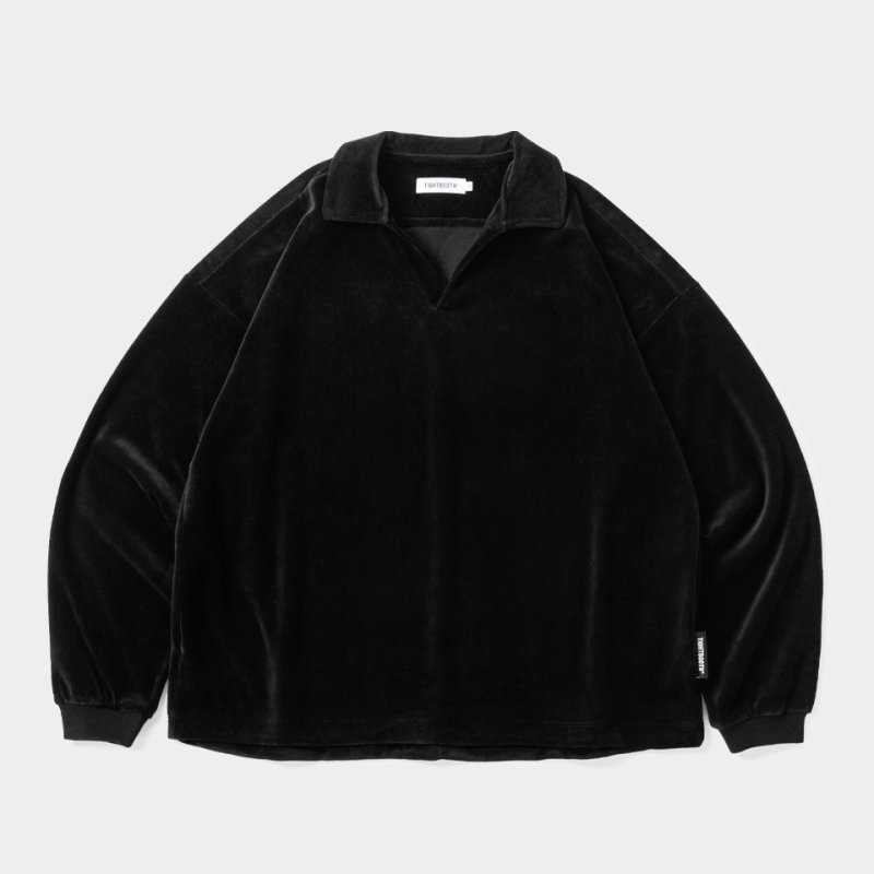 画像1: TIGHTBOOTH/SKIPPER VELOUR L/S SHIRT（Black）［スキッパーベロアシャツ-26春夏］