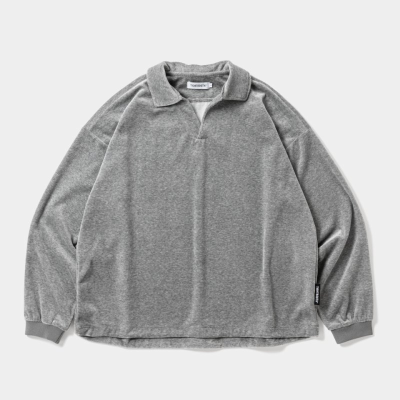 画像1: TIGHTBOOTH/SKIPPER VELOUR L/S SHIRT（Gray）［スキッパーベロアシャツ-26春夏］
