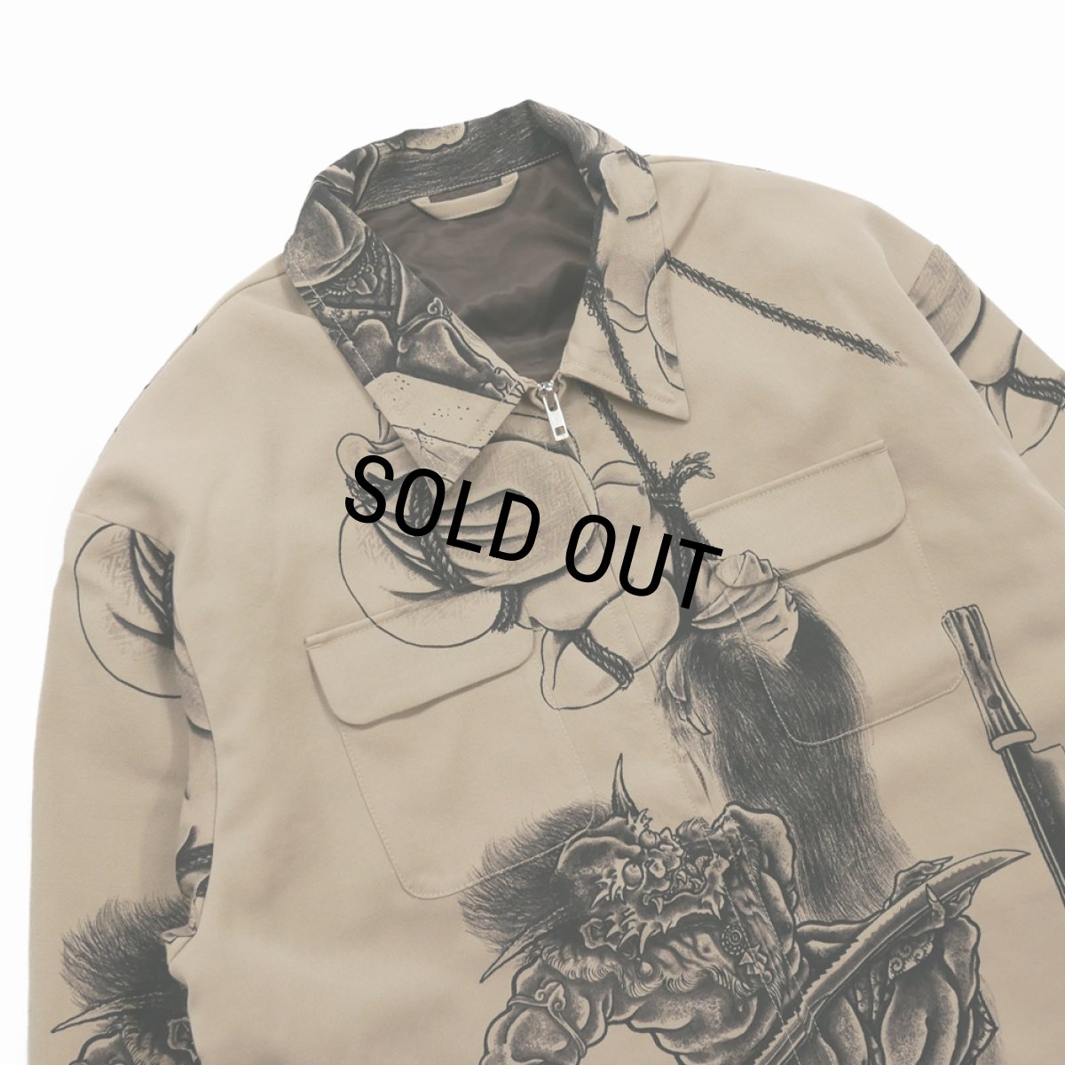 画像4: exodus brand/百鬼図 WOOL GABARDINE SWING TOP JACKET（BEIGE）［スウィングトップJKT-26春夏］ (4)