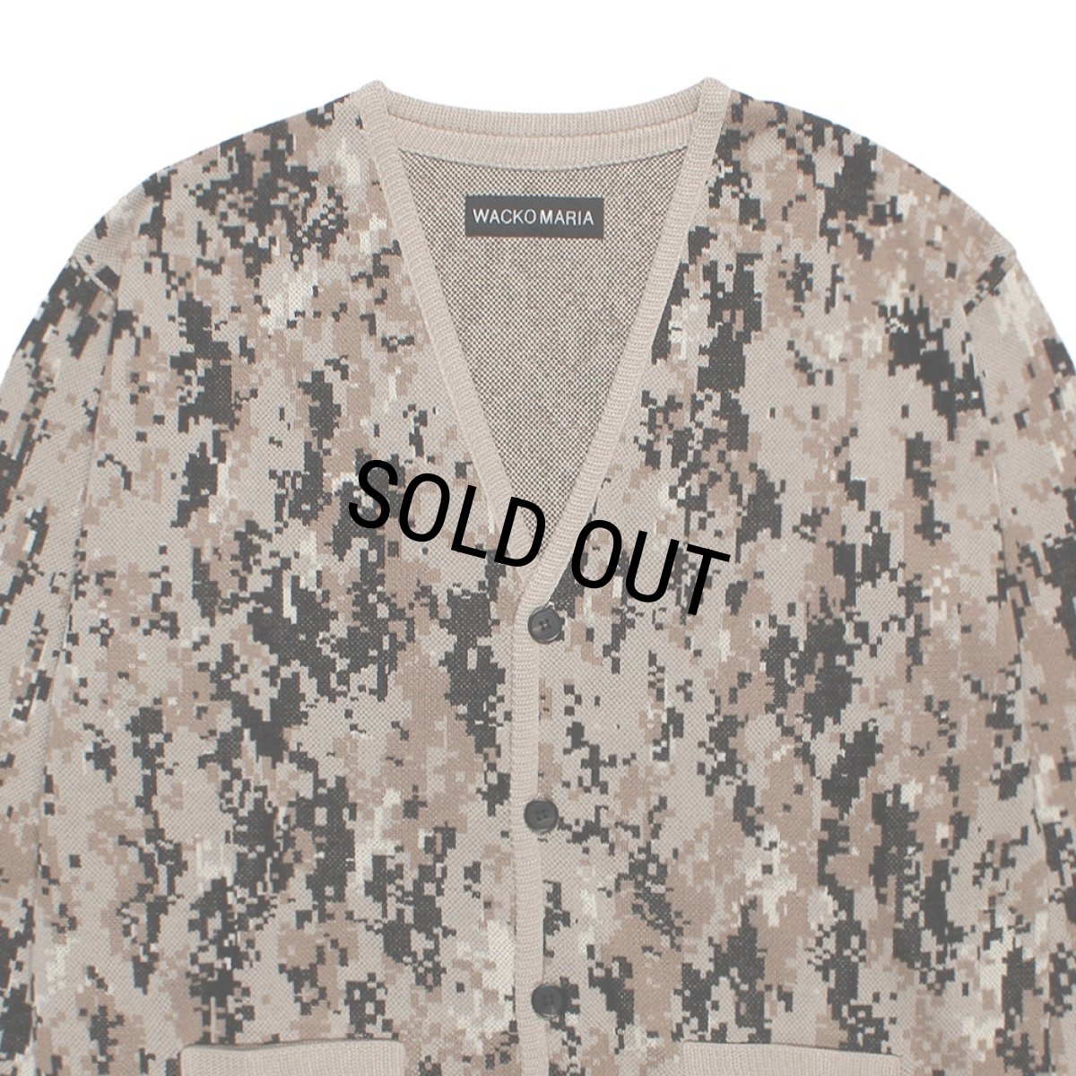 画像2: WACKO MARIA/DIGITAL CAMO JACQUARD KNIT CARDIGAN（BEIGE）［デジタルカモジャガードニットカーディガン-26春夏］ (2)