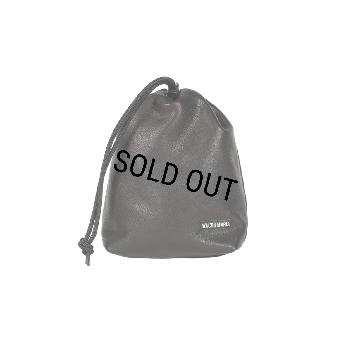 画像1: WACKO MARIA/LEATHER DRAWSTRING BAG（BLACK）［レザードローストリングバッグ-26春夏］ (1)