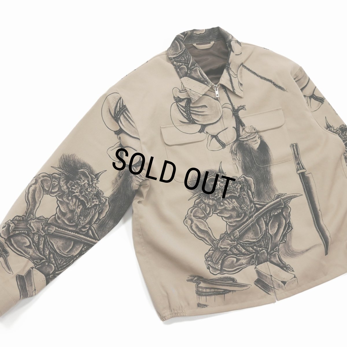 画像3: exodus brand/百鬼図 WOOL GABARDINE SWING TOP JACKET（BEIGE）［スウィングトップJKT-26春夏］ (3)