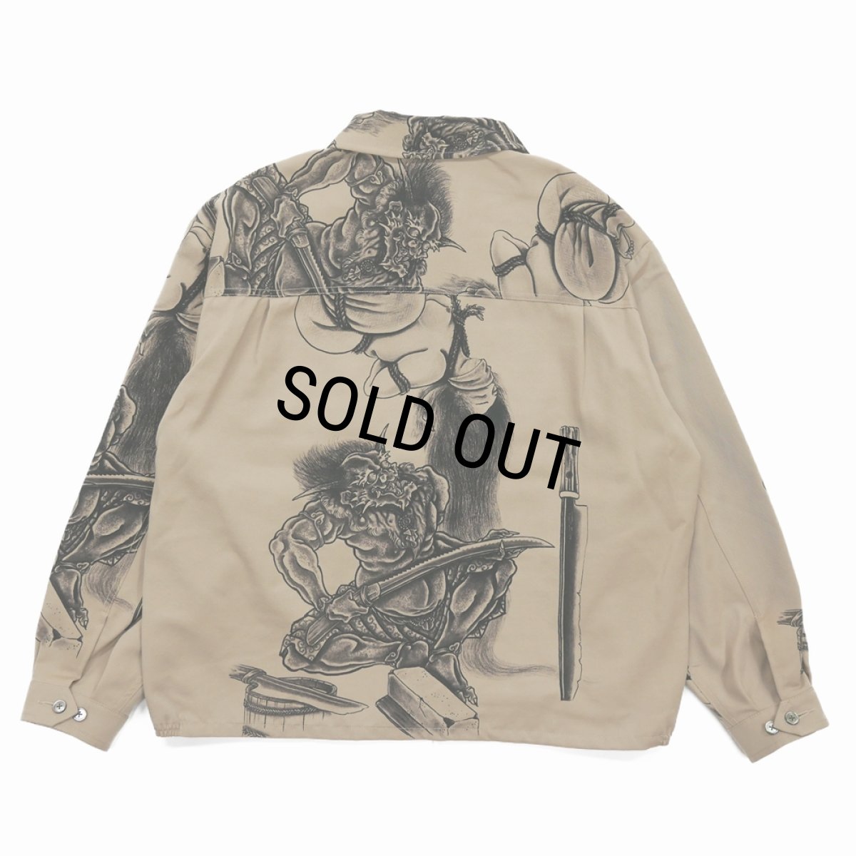 画像2: exodus brand/百鬼図 WOOL GABARDINE SWING TOP JACKET（BEIGE）［スウィングトップJKT-26春夏］ (2)