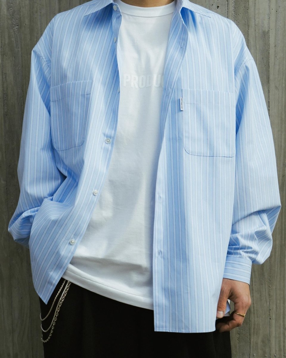 画像5: COOTIE PRODUCTIONS/Stripe Broad L/S Shirt（Saxe）［ストライプブロードシャツ-26春夏］ (5)
