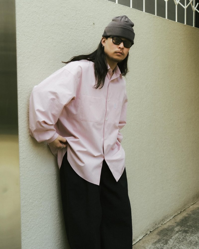 画像3: COOTIE PRODUCTIONS/Stripe Broad L/S Shirt（Pink）［ストライプブロードシャツ-26春夏］