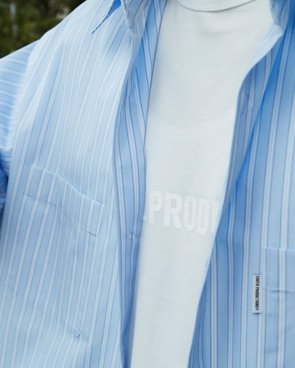 画像6: COOTIE PRODUCTIONS/Stripe Broad L/S Shirt（Saxe）［ストライプブロードシャツ-26春夏］ (6)