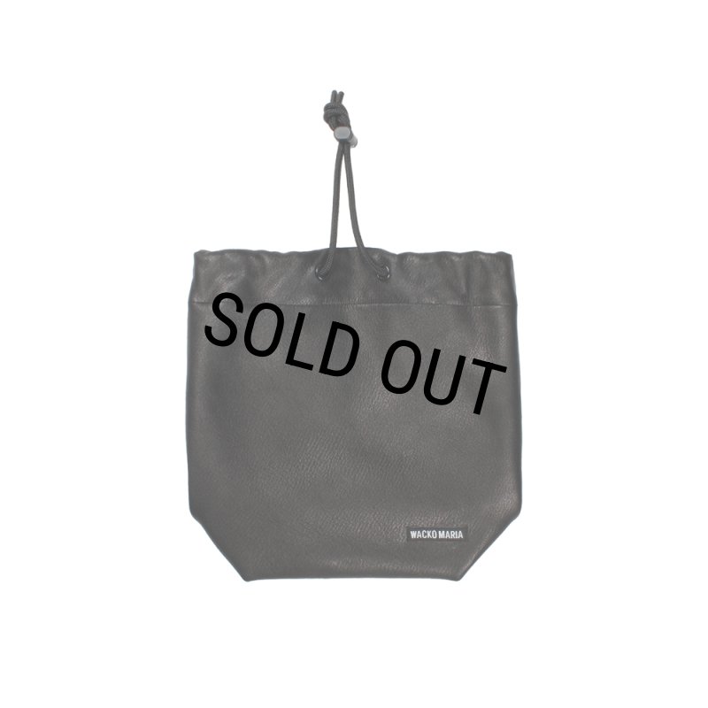 WACKO MARIA/LEATHER DRAWSTRING BAG（BLACK）［レザードロー