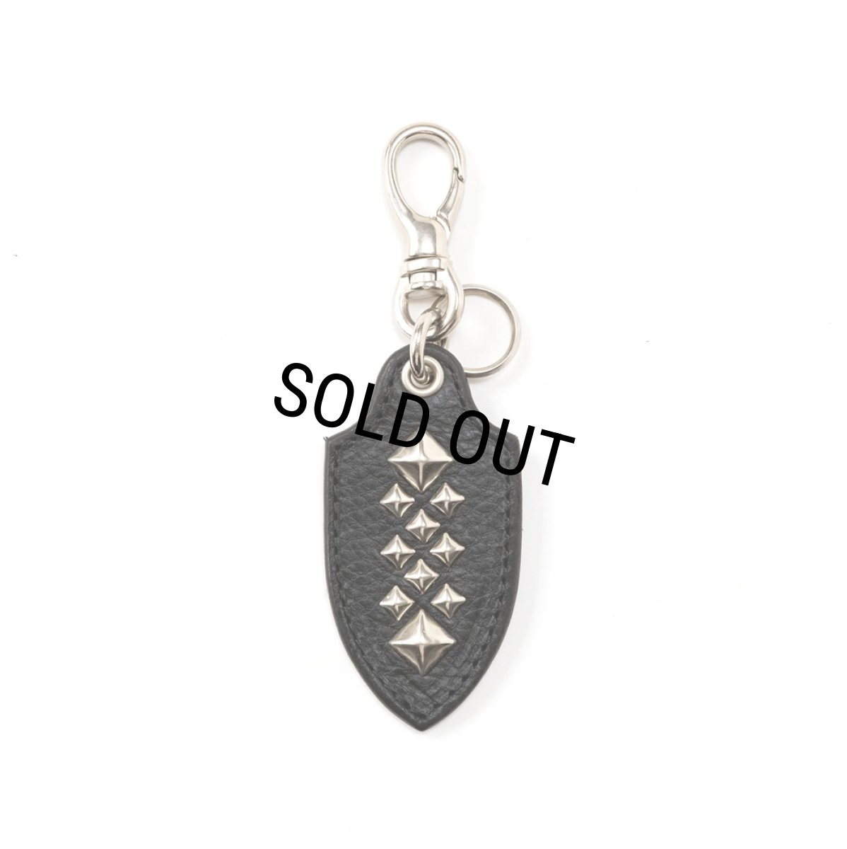 画像1: CALEE/STUDS LEATHER KEY RING ＜TYPE A＞（BLACK）［スタッズレザーキーリング-26春夏］ (1)
