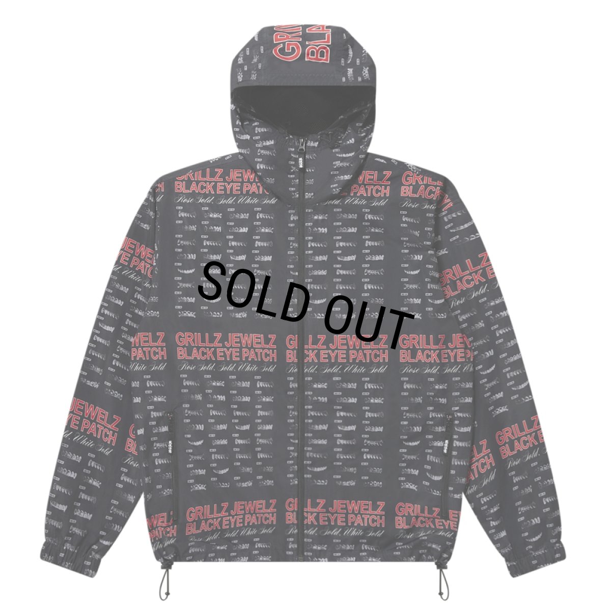 画像1: BlackEyePatch/GRILLZ JEWELZ PATTERNED SHELL JACKET（BLACK） (1)