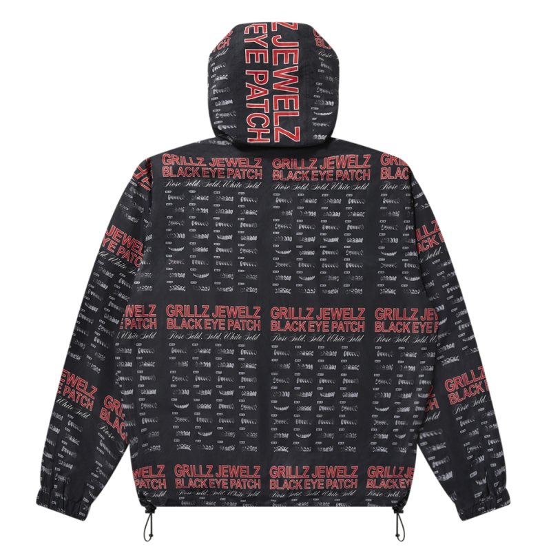 画像2: BlackEyePatch/GRILLZ JEWELZ PATTERNED SHELL JACKET(BLACK)