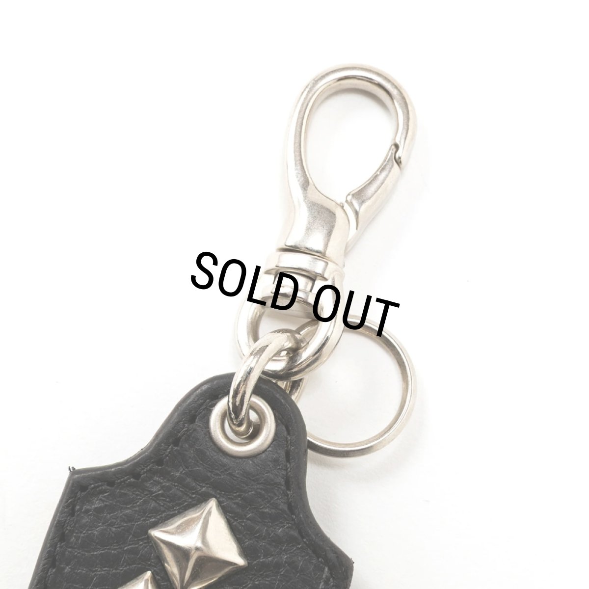 画像2: CALEE/STUDS LEATHER KEY RING ＜TYPE A＞（BLACK）［スタッズレザーキーリング-26春夏］ (2)
