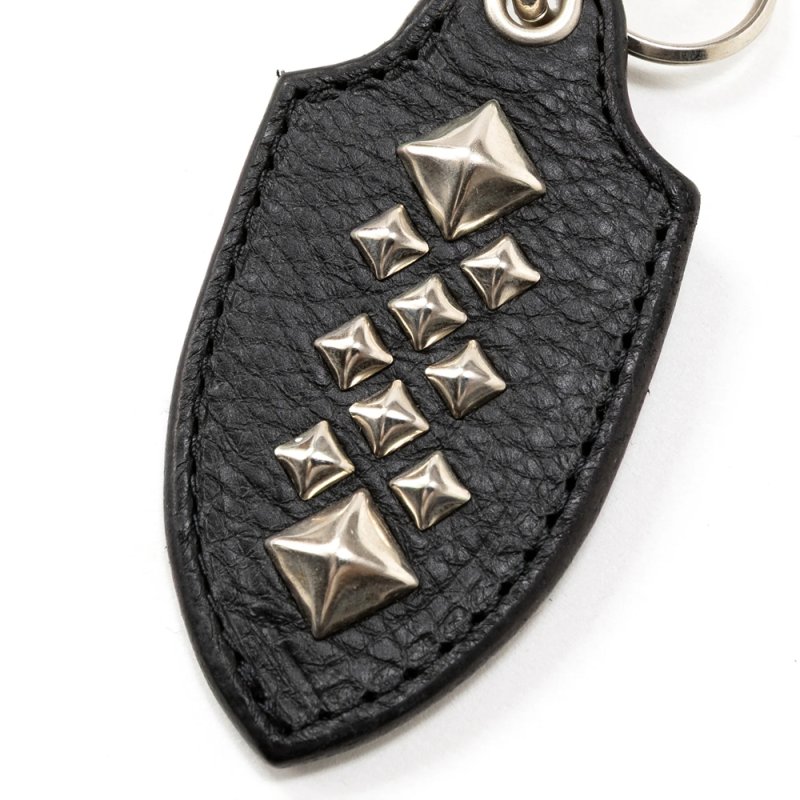 画像2: CALEE/STUDS LEATHER KEY RING ＜TYPE A＞（BLACK）［スタッズレザーキーリング-26春夏］