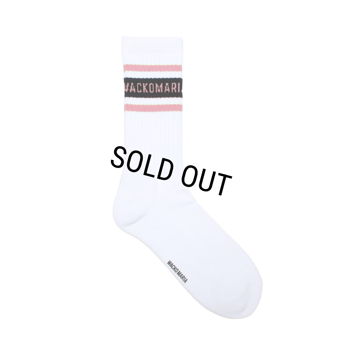 画像1: WACKO MARIA/LOGO JACQUARD SOCKS（WHITE/PINK）［ロゴジャガードソックス-26春夏］ (1)