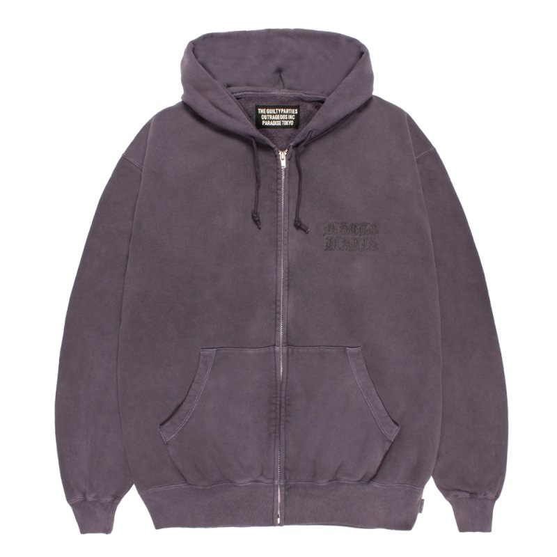 画像1: WACKO MARIA/WASHED HEAVY WEIGHT ZIP HOODED SWEAT SHIRT（PURPLE）［ジップアップパーカー-26春夏］