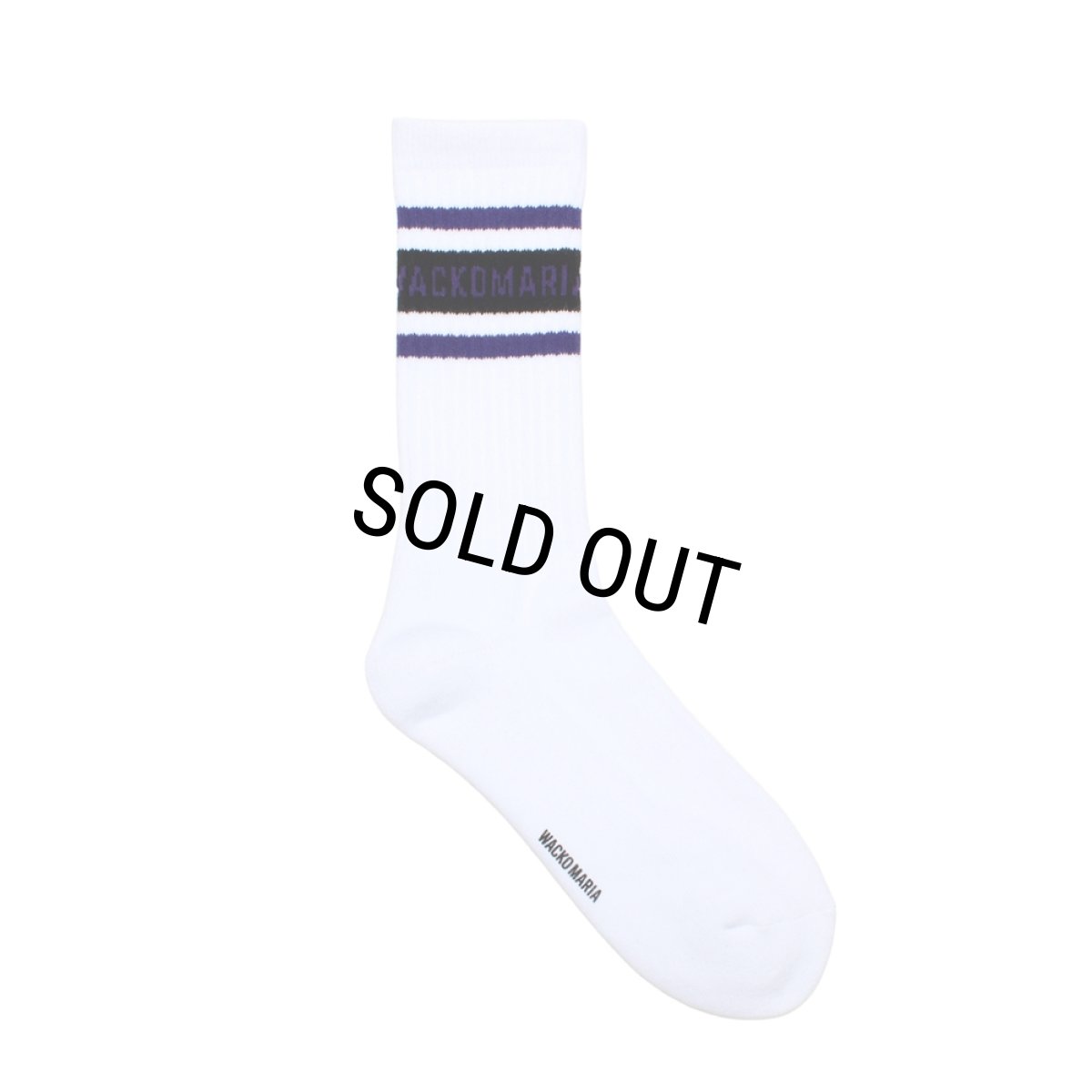 画像1: WACKO MARIA/LOGO JACQUARD SOCKS（WHITE/NAVY）［ロゴジャガードソックス-26春夏］ (1)