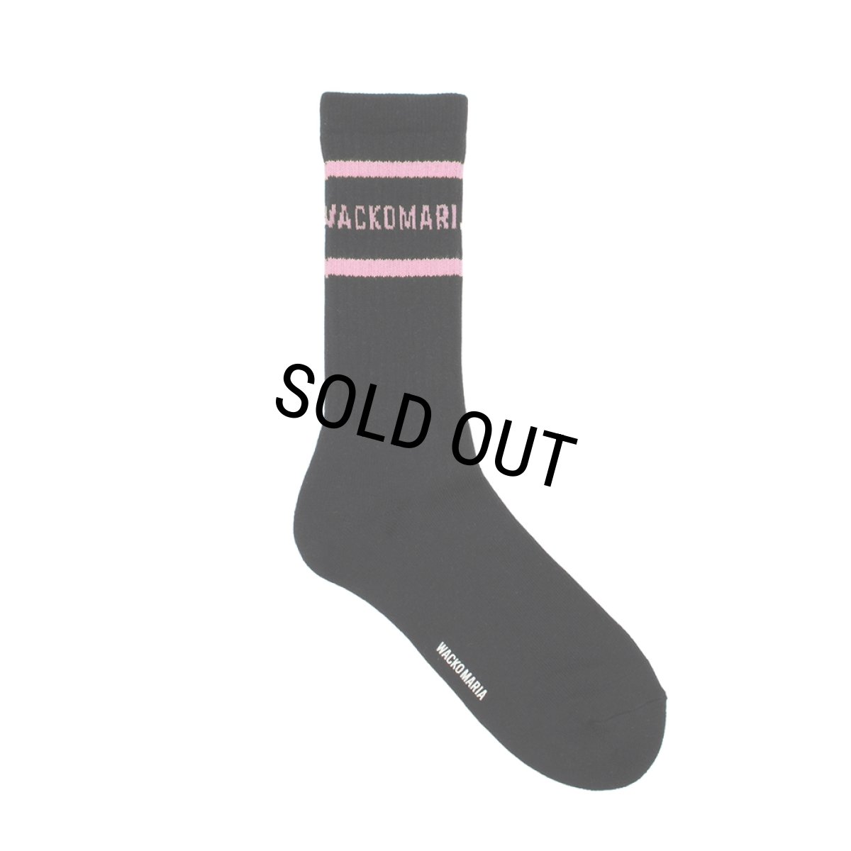 画像1: WACKO MARIA/LOGO JACQUARD SOCKS（BLACK/PINK）［ロゴジャガードソックス-26春夏］ (1)