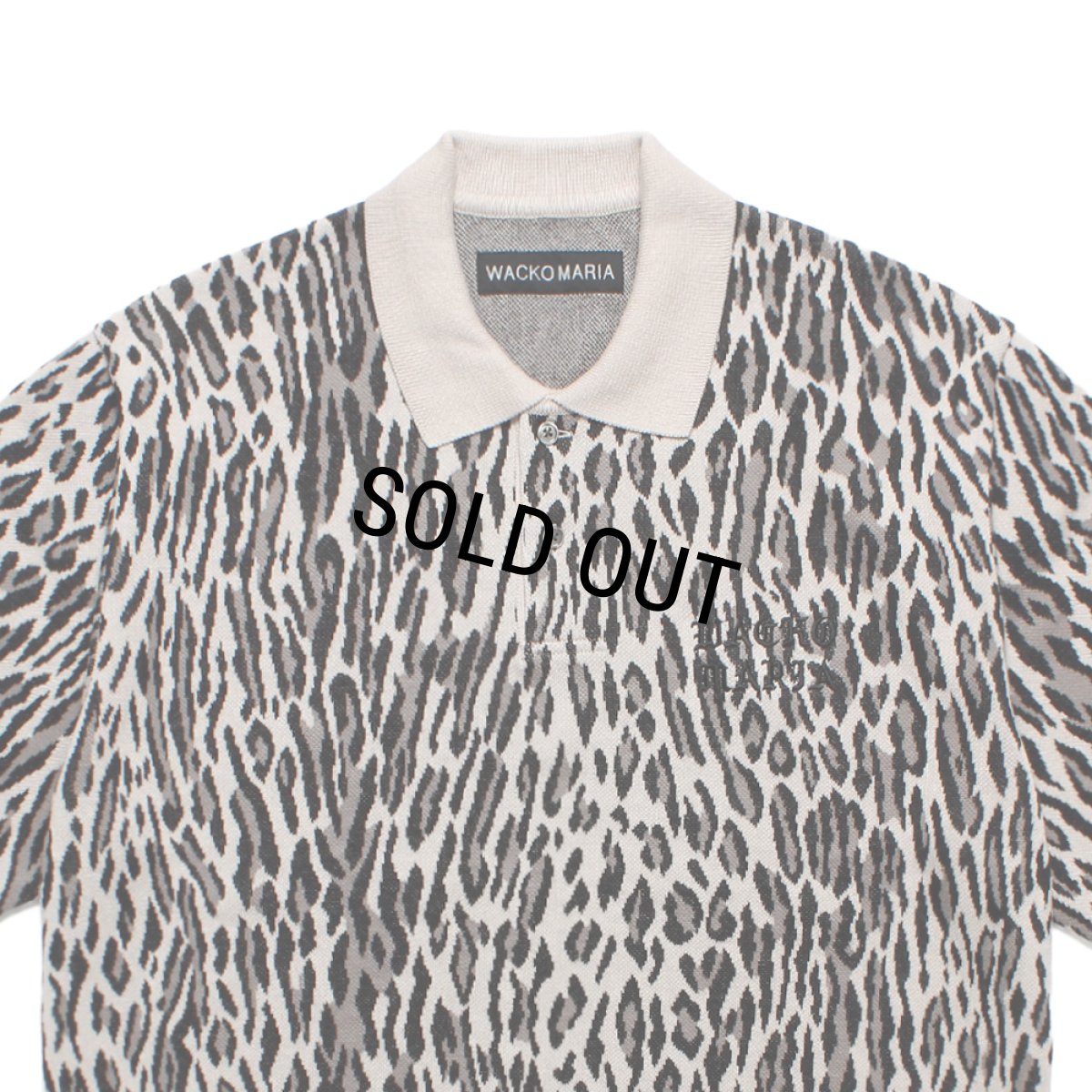 画像2: WACKO MARIA/LEOPARD JACQUARD KNIT POLO SHIRT（IVORY）［レオパードジャガードニットポロシャツ-26春夏］ (2)