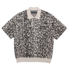 画像1: WACKO MARIA/LEOPARD JACQUARD KNIT POLO SHIRT（IVORY）［レオパードジャガードニットポロシャツ-26春夏］ (1)