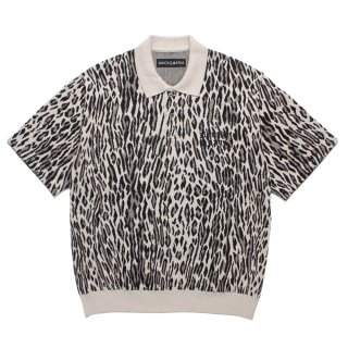 WACKO MARIA/LEOPARD JACQUARD KNIT POLO SHIRT（IVORY）［レオパード