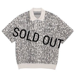 WACKO MARIA/LEOPARD JACQUARD KNIT POLO SHIRT（IVORY）［レオパード