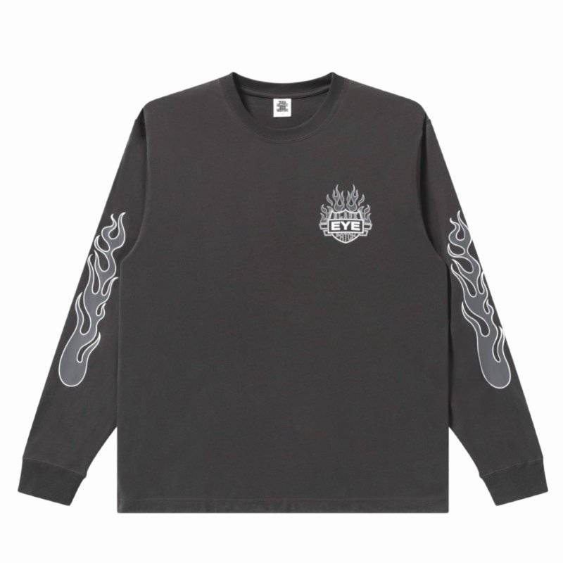 画像1: BlackEyePatch/FLAME RIDER LOGO L/S TEE（CHARCOAL）