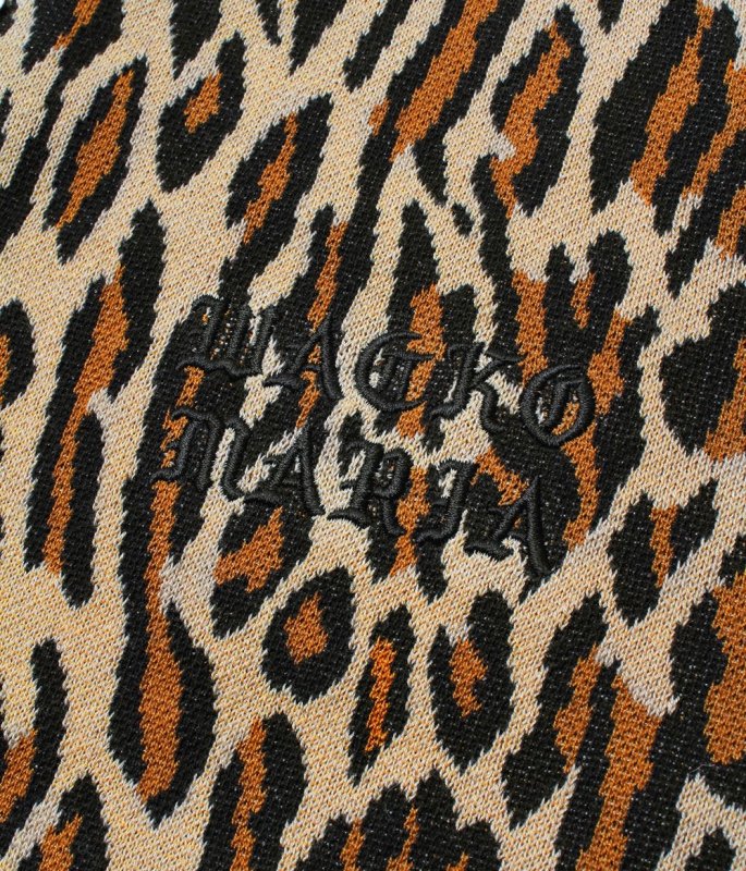 WACKO MARIA/LEOPARD JACQUARD KNIT POLO SHIRT（BEIGE）［レオパード