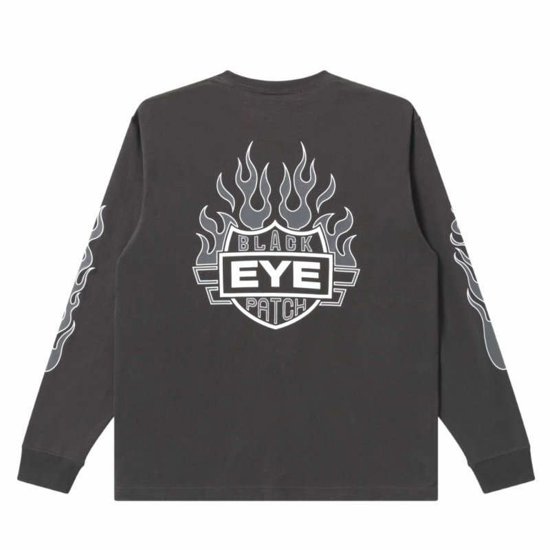 画像2: BlackEyePatch/FLAME RIDER LOGO L/S TEE（CHARCOAL）