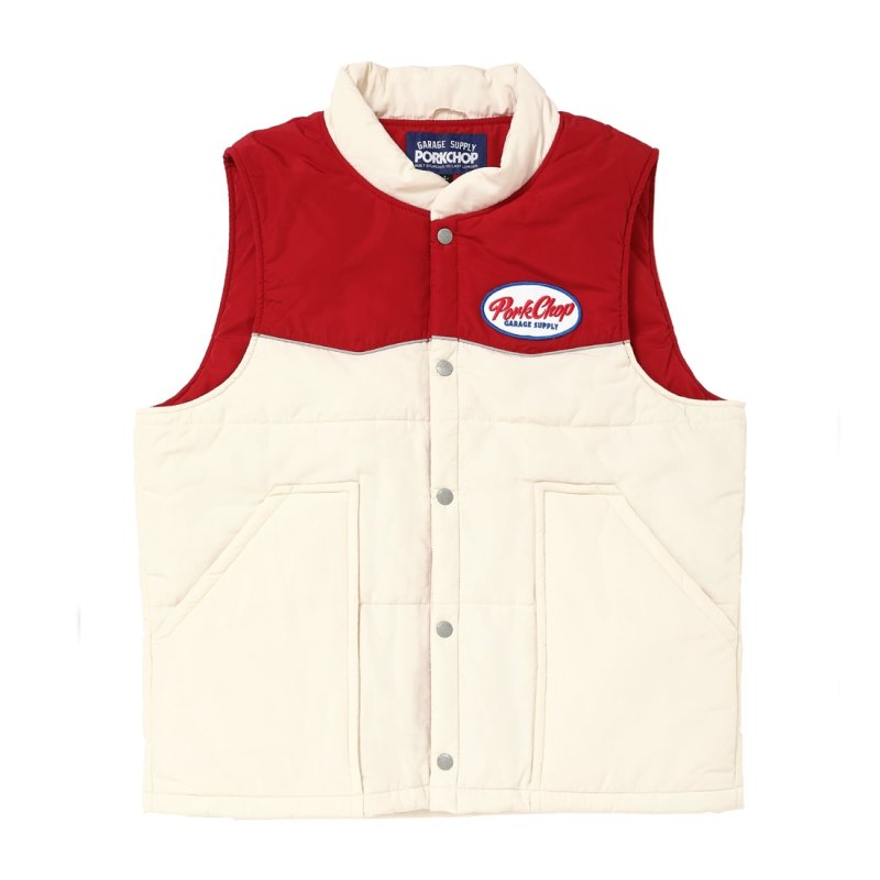 画像1: PORKCHOP/RACING VEST（BEIGE/RED）［レーシングベスト-25秋冬］