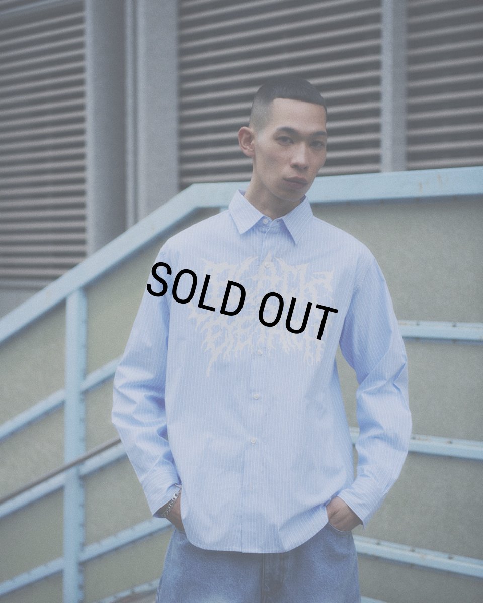 画像3: BlackEyePatch/GRINDCORE LOGO STRIPED L/S SHIRT（BLUE） (3)