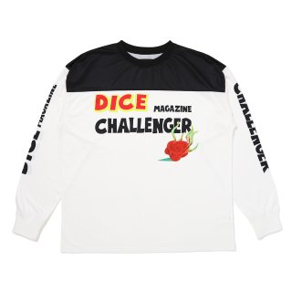 CHALLENGER/L/S DRY DICE TEE（WHITE/BLACK）［ドライダイス長袖T-26春