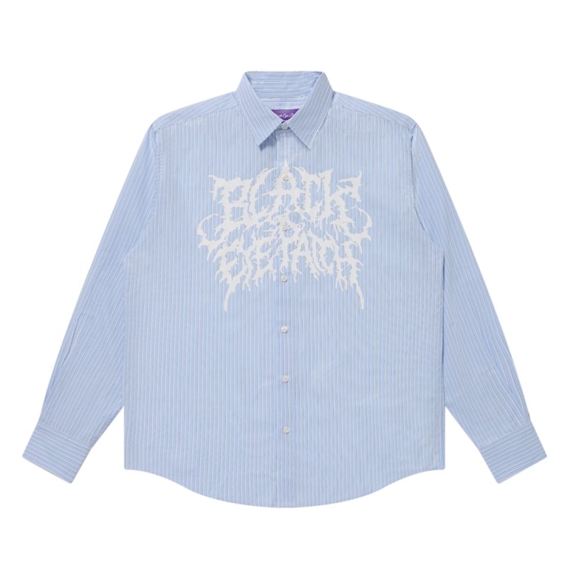 画像1: BlackEyePatch/GRINDCORE LOGO STRIPED L/S SHIRT（BLUE）