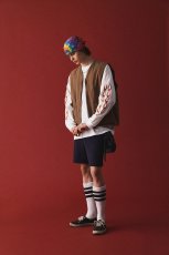 画像3: CALEE/VINTAGE TYPE FLAME LOGO PINSTRIPING L/ S TEE ＜NATURALLY PAINT DESIGN＞（WHITE）［プリント長袖T-26春夏］ (3)