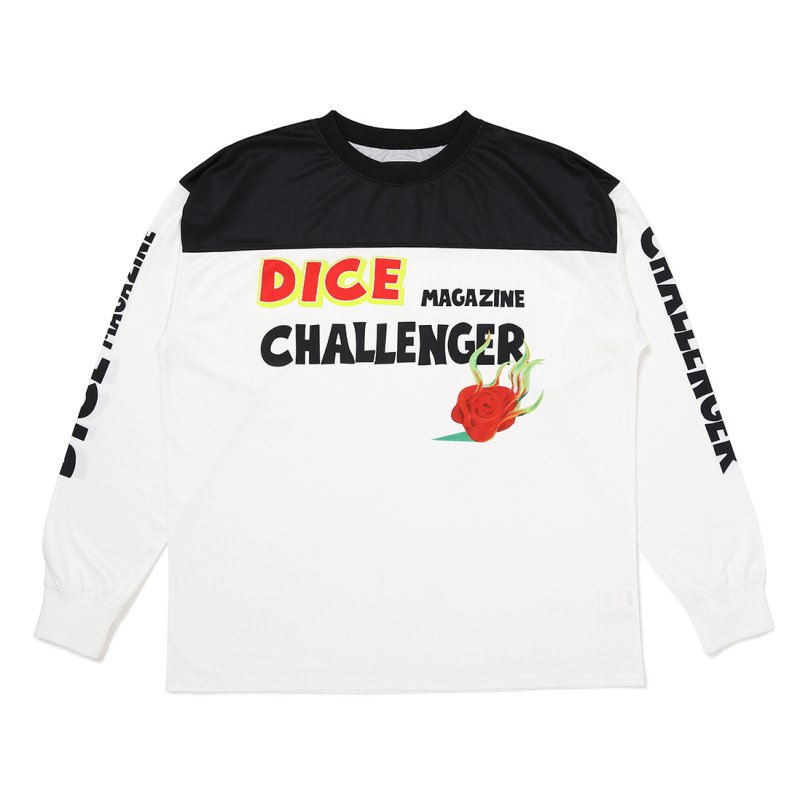 画像1: CHALLENGER/L/S DRY DICE TEE（WHITE/BLACK）［ドライダイス長袖T-26春夏］