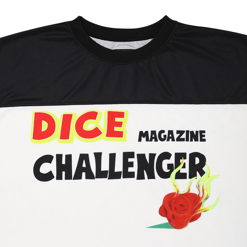 CHALLENGER/L/S DRY DICE TEE（WHITE/BLACK）［ドライダイス長袖T-26春