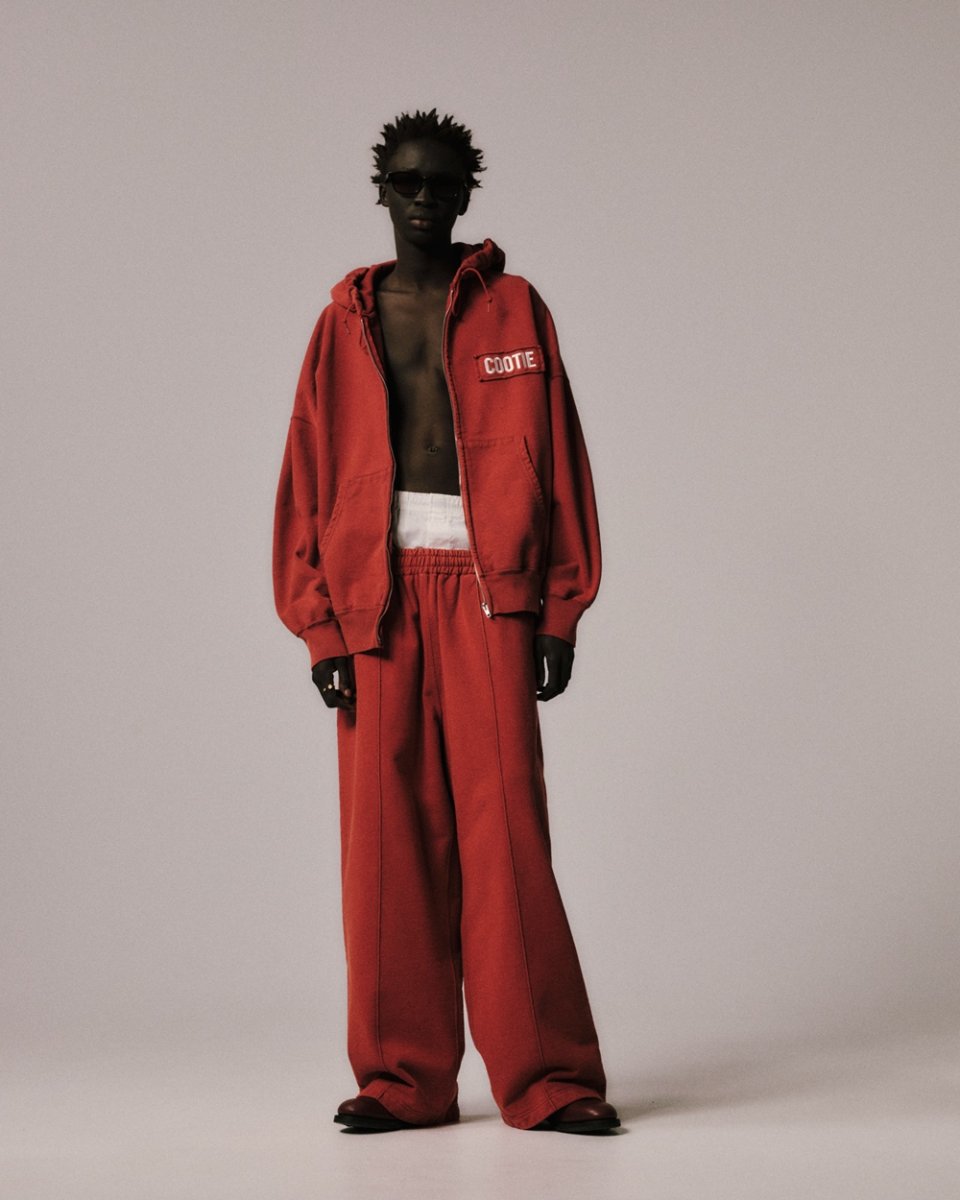 画像5: COOTIE PRODUCTIONS/AD Processing Pin Tuck Wide Sweat Easy Pants（Burgundy）［ピンタックワイドスウェットイージーパンツ-26春夏］ (5)