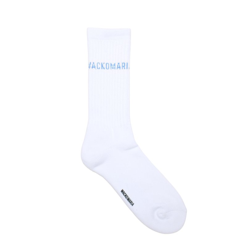 画像1: WACKO MARIA/SPORTS SOCKS（WHITE/BLUE）［スポーツソックス-26春夏］