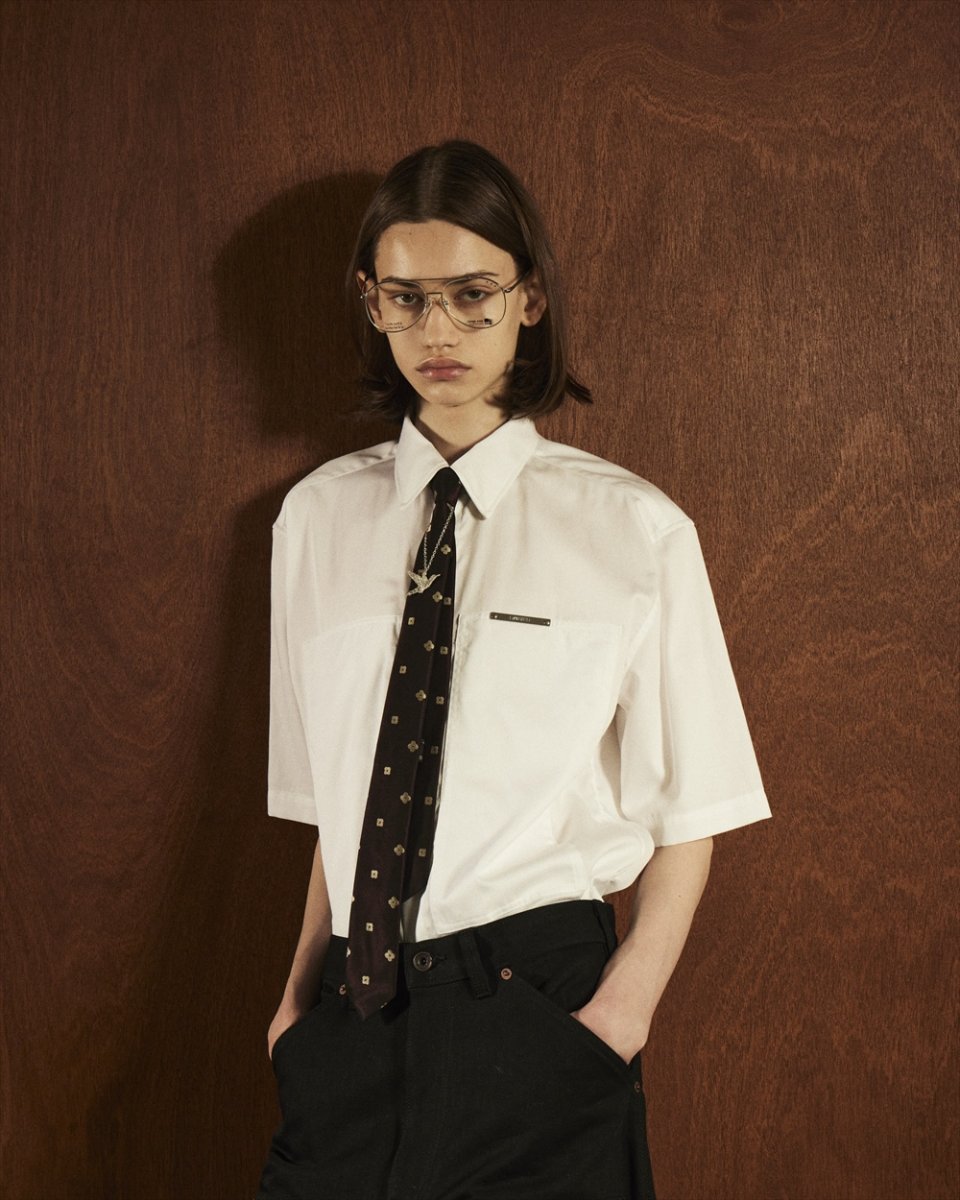 画像2: DAIRIKU/"Benjamin" W-PKT Dress H-S Shirt（White）［ダブルポケットドレスシャツ-26春夏］ (2)