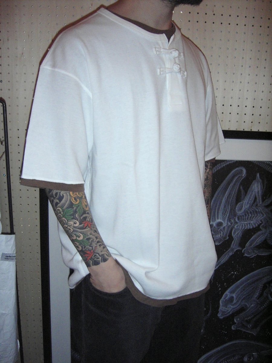 画像3: exodus brand/HONEYCOMB ORIENTAL S/S HENRY NECK（BLACK）［ハニカムオリエンタルヘンリーネック-26春夏］ (3)