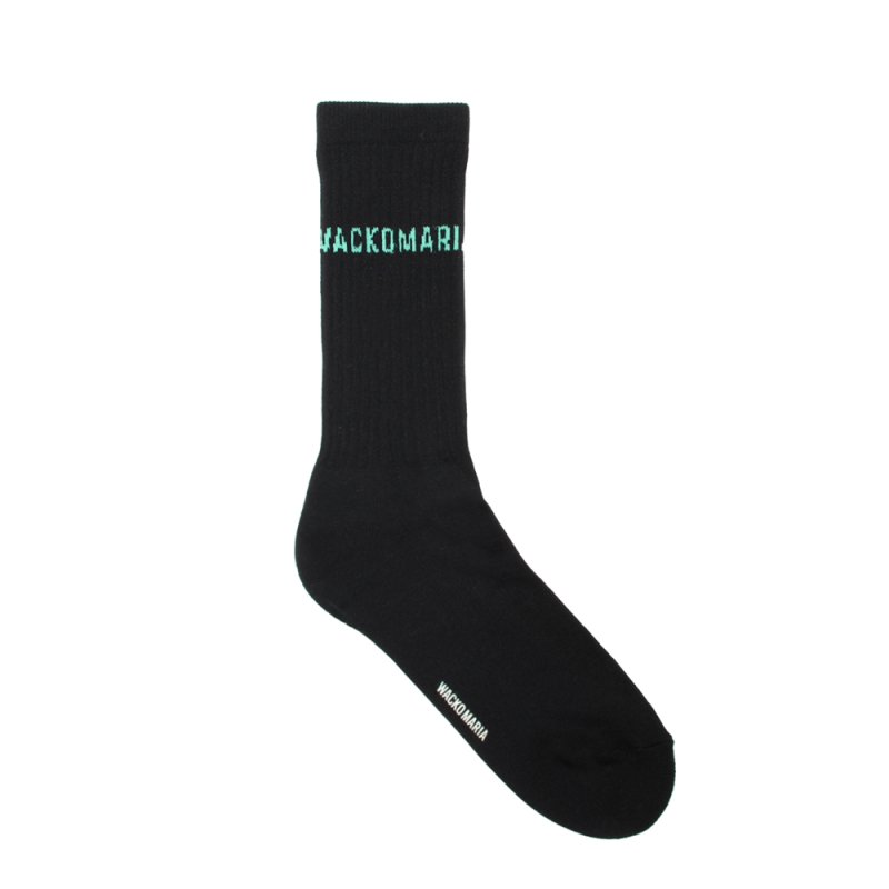 画像1: WACKO MARIA/SPORTS SOCKS（BLACK/GREEN）［スポーツソックス-26春夏］