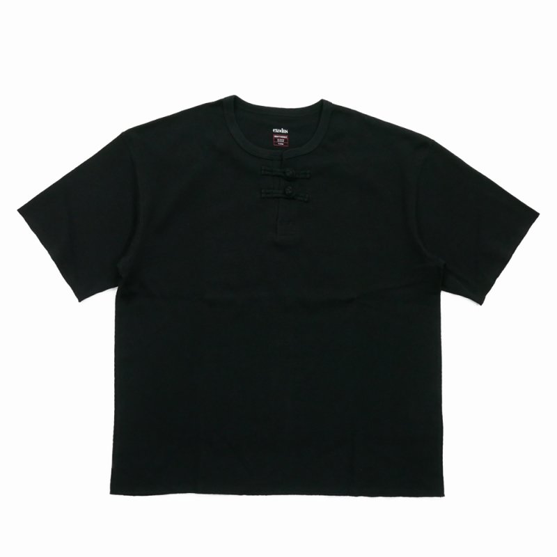 画像1: exodus brand/HONEYCOMB ORIENTAL S/S HENRY NECK（BLACK）［ハニカムオリエンタルヘンリーネック-26春夏］