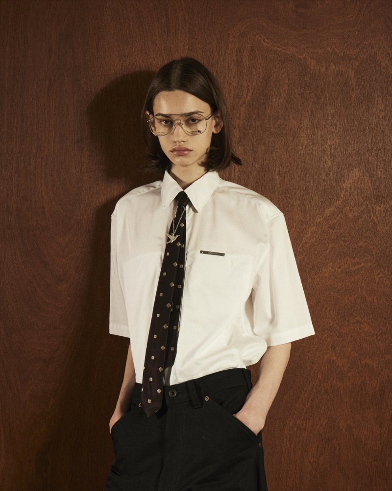 画像2: DAIRIKU/"Benjamin" W-PKT Dress H-S Shirt（White）［ダブルポケットドレスシャツ-26春夏］