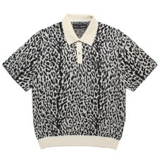 画像1: WACKO MARIA/LEOPARD JACQUARD KNIT POLO SHIRT（WHITE）［レオパードジャガードニットポロシャツ-26春夏］ (1)