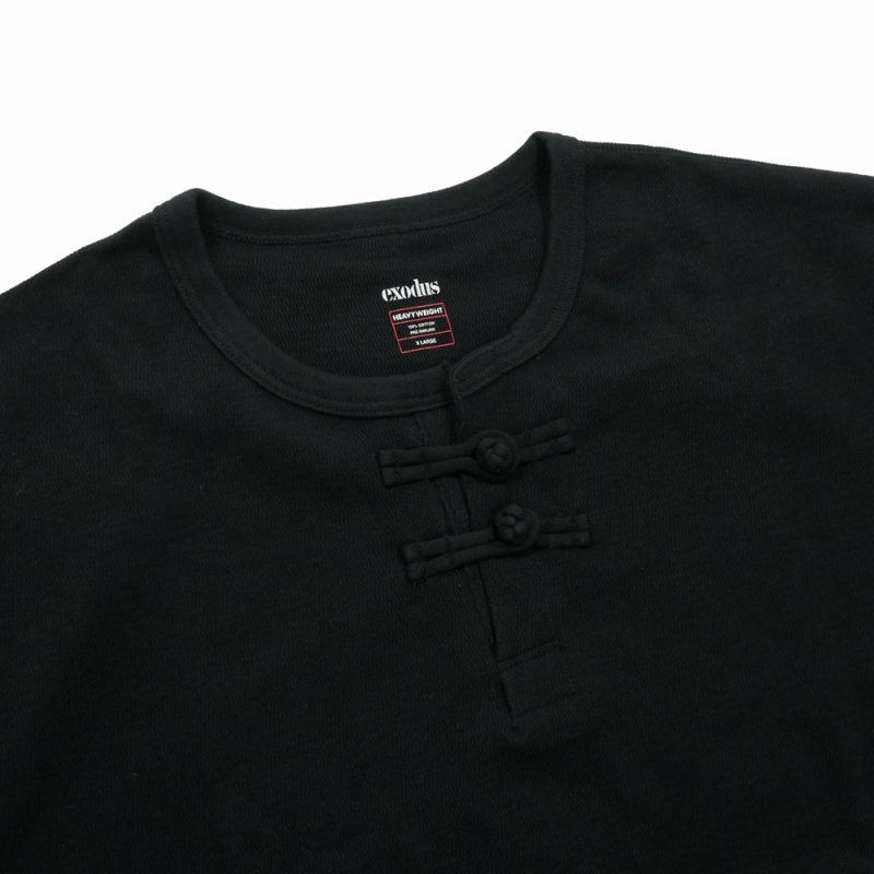 画像2: exodus brand/HONEYCOMB ORIENTAL S/S HENRY NECK（BLACK）［ハニカムオリエンタルヘンリーネック-26春夏］